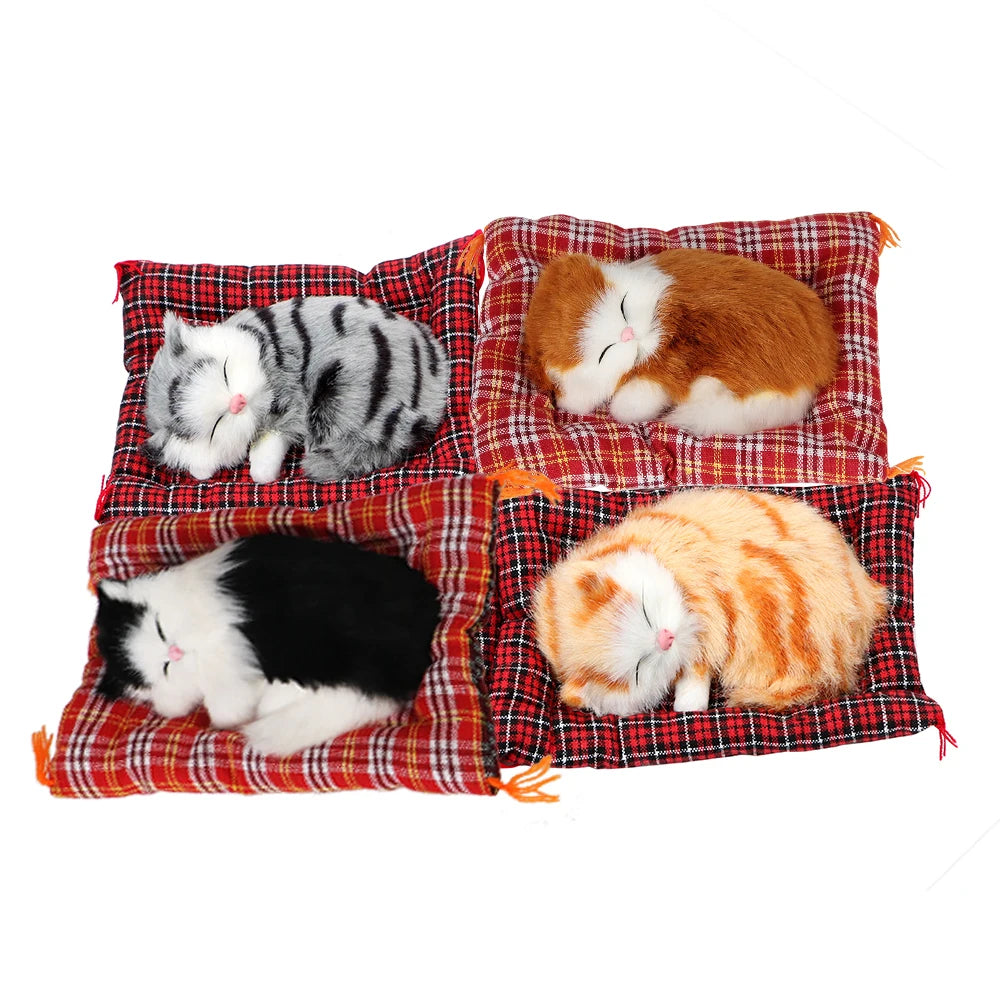 Cute Sleeping Kitten Plush Toy - Soft Cat Doll for Home Decor, Car Dashboard and Interior Ornaments