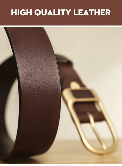 Genuine Leather Men's Belt – High-Quality Buckle, Cowskin Casual & Business Waistband, Fashion Designer 2022 New