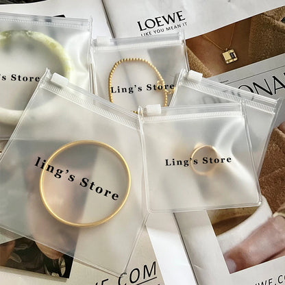 Personalized Transparent EVA Jewelry Zipper Bag – Frosted Plastic Storage Pouch for Ring, Earring, Necklace & Bracelet Packaging