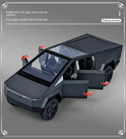 1:32 Cybertruck Diecast Toy Truck for Boys – Silver Pickup with Sound & Light, Metal Model Car for Kids Age 3+