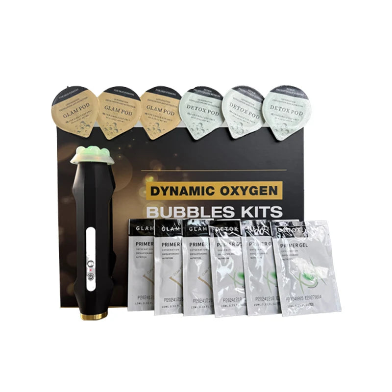 2024 CO2 Bubble Oxygenation Facial Machine — Rechargeable Skin Tightening with Capsules, Pods & Gels Box Set