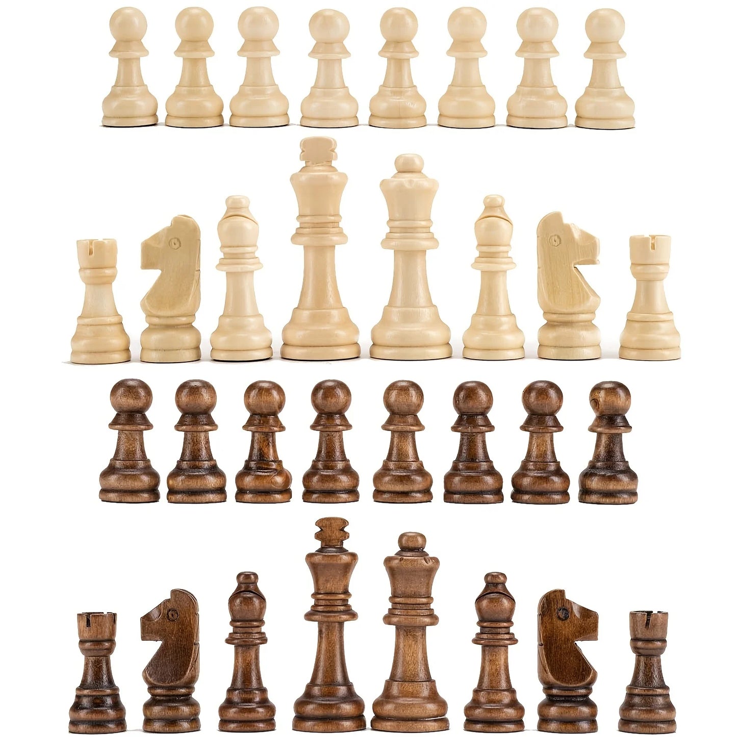 32-Piece Wooden Chess Set: Standard Staunton Wood Chessmen with 8cm King Height - Pieces Only, Board Not Included