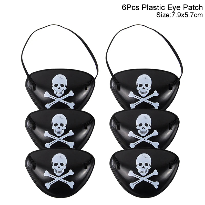 Pirate Party Favor Set - Kids Skull Hat Eye Patch Coins Ship Balloons Halloween Costume Decorations