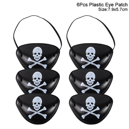 Pirate Party Favor Set - Kids Skull Hat Eye Patch Coins Ship Balloons Halloween Costume Decorations