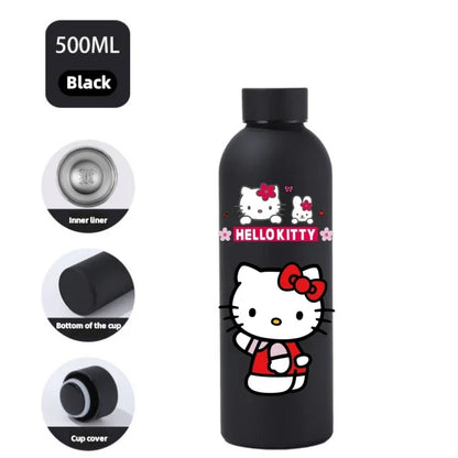 Sanrio Hello Kitty Insulated Sport Bottle — Double-Layer Stainless Steel Vacuum Cup, Small Mouth Coffee Bottle, Angel Color Frosted Finish
