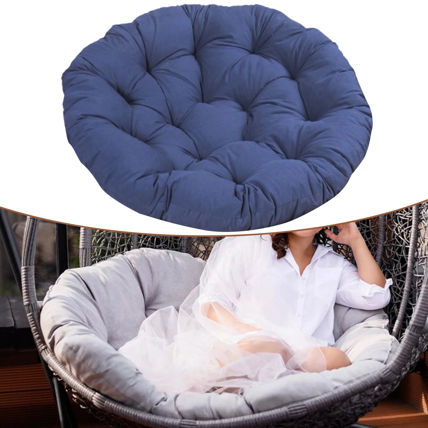 20-Inch Round Papasan Chair Cushion – Thick Egg Chair Mat for Garden, Hanging Basket, Courtyard & Bedroom Accessory