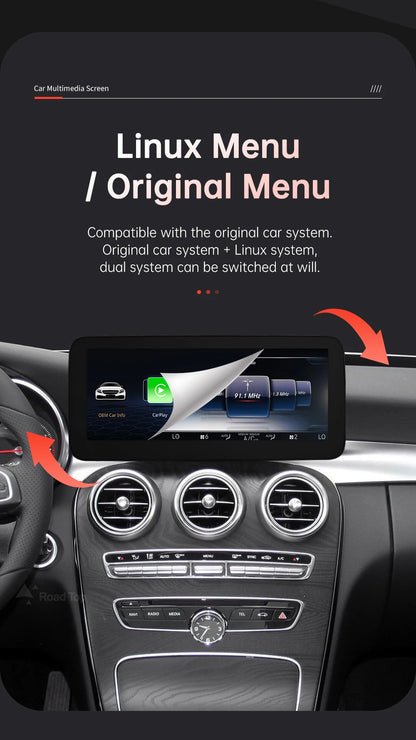1920x720 Multimedia Touch Screen - Wireless CarPlay & Android Auto for Mercedes-Benz C Class W205, GLC, V Class W447 (2015-2018) NTG5.0
