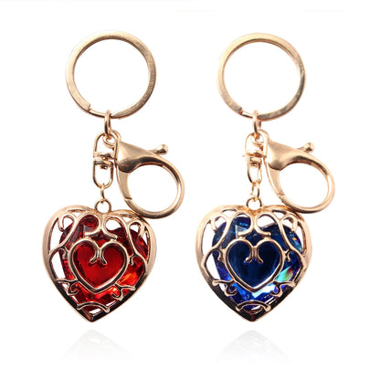 Skyward Sword Heart Keychain - Red Crystal Heart Container Pendant for Fans