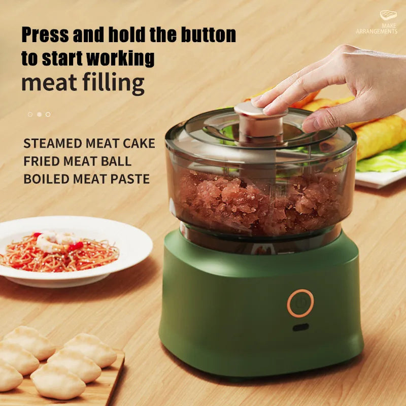 350ml Mini Wireless Electric Garlic Press - Dual Purpose USB Charging Food Shredder for Garlic Puree, Meat, and Vegetables