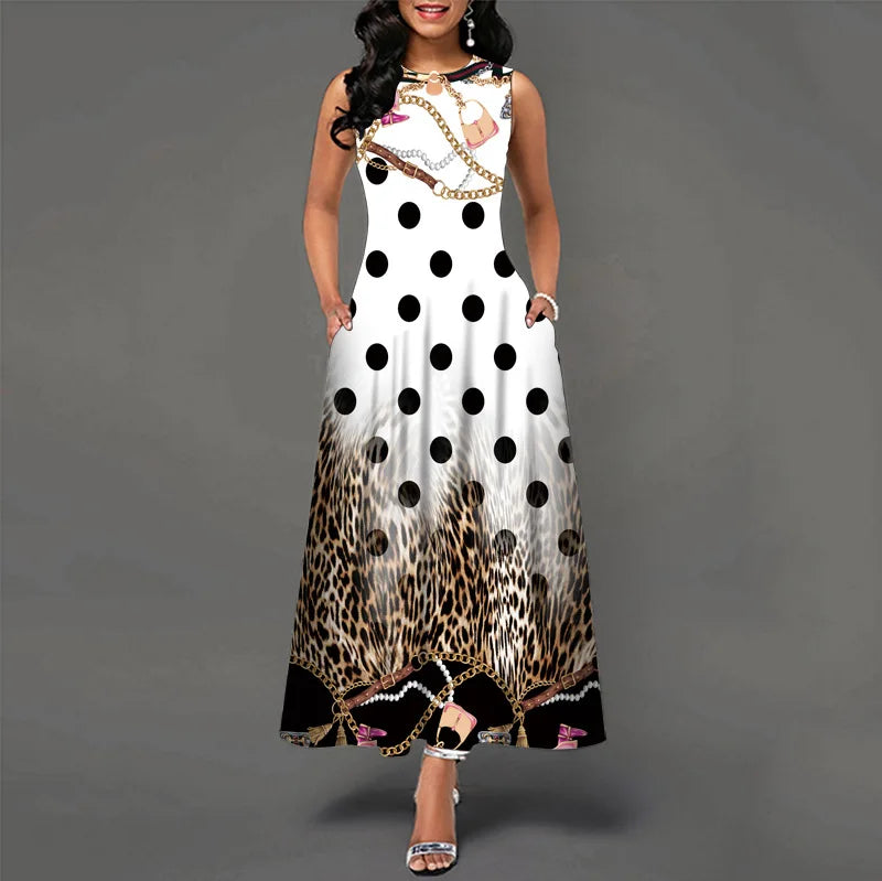Women’s Loose Floral Vintage Maxi Dress – Ruffled Hole Summer Camis Big Size Elegant Party Dress
