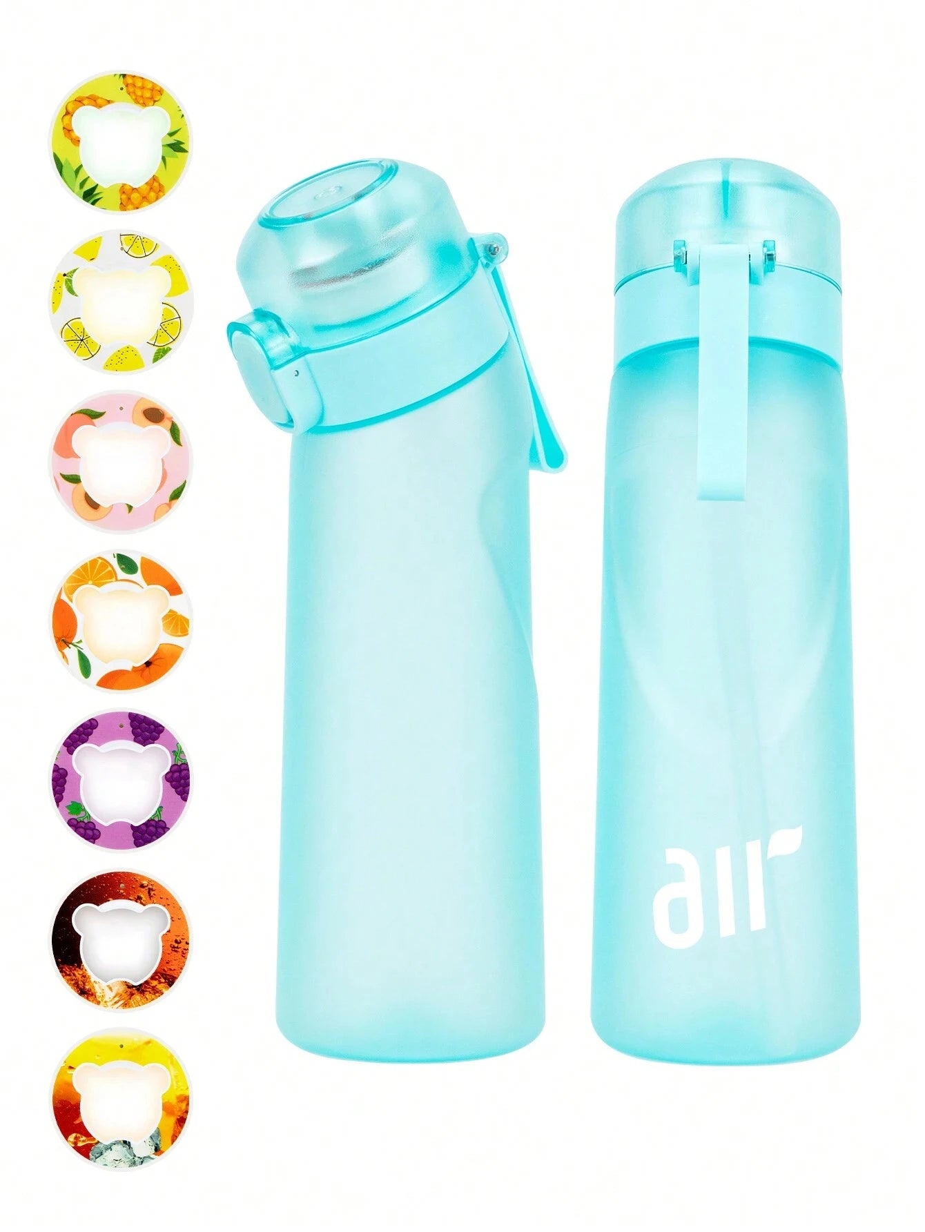 Portable Air Water Bottle with Straw – Leak-Proof Transparent Bottle with 1 Random Flavor Pod for Outdoor Sports
