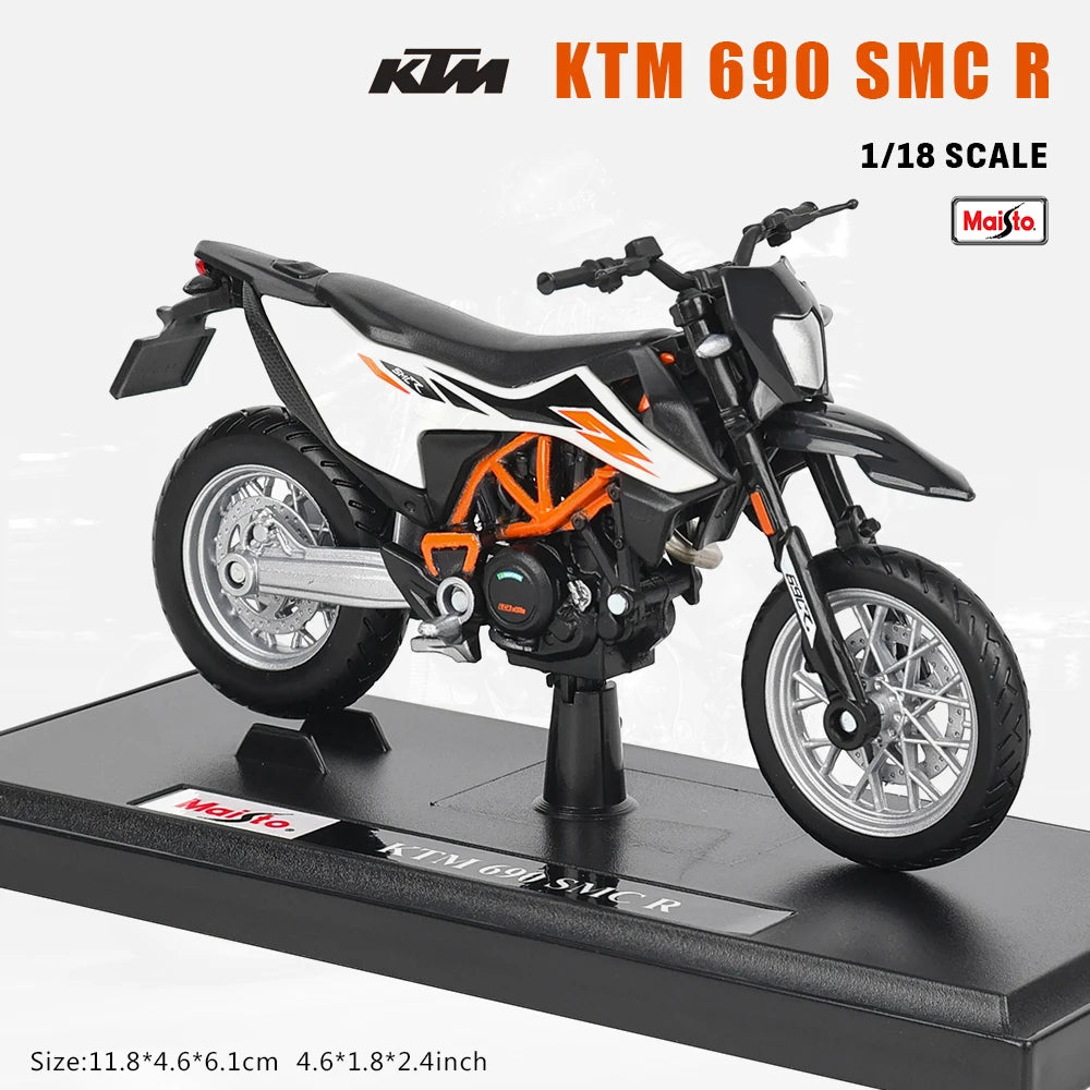 Maisto 1:18 Alloy Motorcycle Model – Yamaha MT-07/MT-10, Ducati, Kawasaki, KTM, Suzuki, BMW