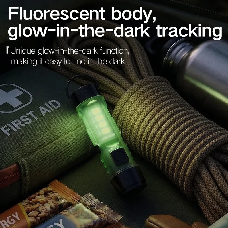 Mini USB Rechargeable LED Keychain Flashlight - Super Bright Magnetic Portable Light for Outdoor, Camping & Emergency Use