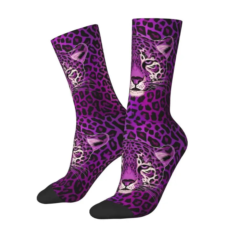 Custom Funny Leopard Print Socks – 3D Animal Cheetah Pattern Warm Sports Socks for Men & Women