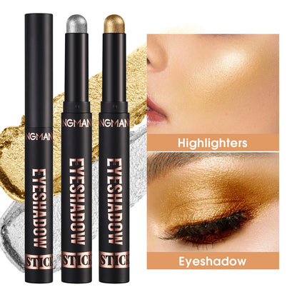 LANGMANNI 16-Color Pearl Waterproof Eyeshadow Stick – Long-Lasting Color & Face Highlight