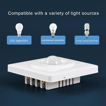 AC 220V LED PIR Motion Sensor Light Switch, Infrared Human Detection, Auto On/Off for Corridor & Staircase