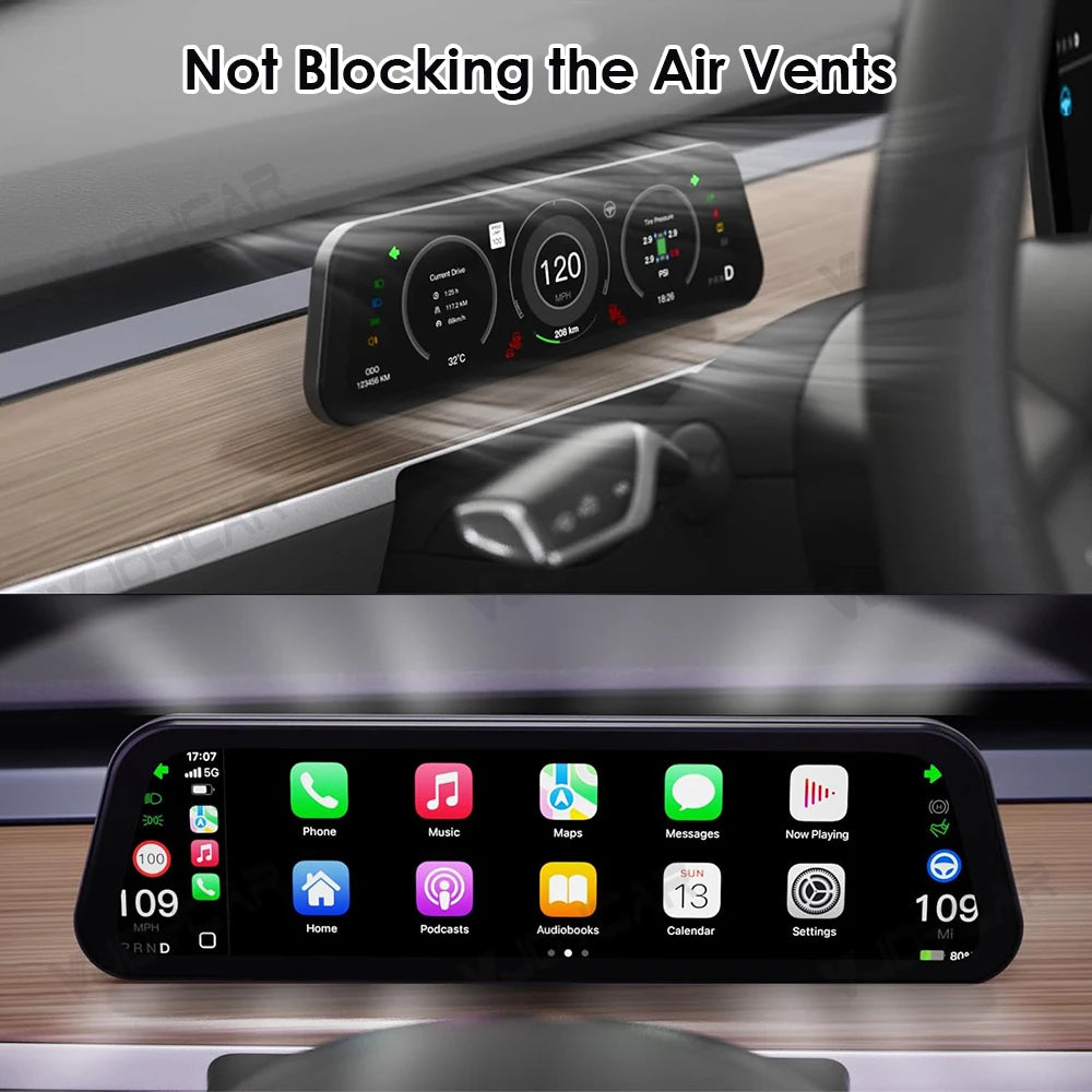 Gen 2 9.6" Instrument Display for Tesla Model 3 & Y – Blind Spot Reminder with OTA Upgrade, Juniper Dashboard