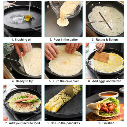French Crepe Spreader - Stainless Steel Pancake Batter Spreading Tool for Bakery Kitchen