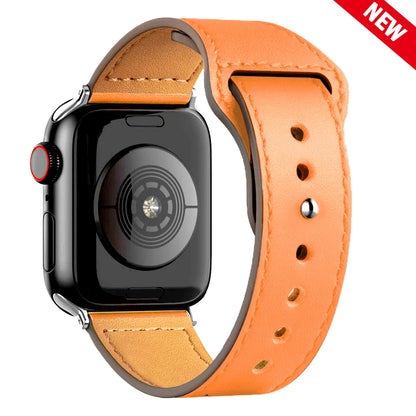 Leather Band for Apple Watch Ultra 2 – Compatible 49mm/45mm/44mm/41mm/40mm/38mm, Wrist Bracelet Strap for iWatch Series 3–9, SE, 4, 5, 6, 7, 8 & 9