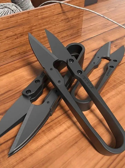 U-Shaped Carbon Steel Sewing Scissors - Stainless Elastic Shears for Clothing, Knitting & Crafts
