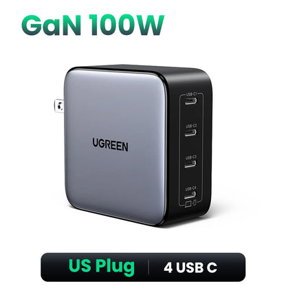 UGREEN 100W GaN 5-Port USB-C Charger – Fast Charger QC4.0/3.0 PPS for MacBook, Laptop, iPhone 16/15/14 Pro, Tablet