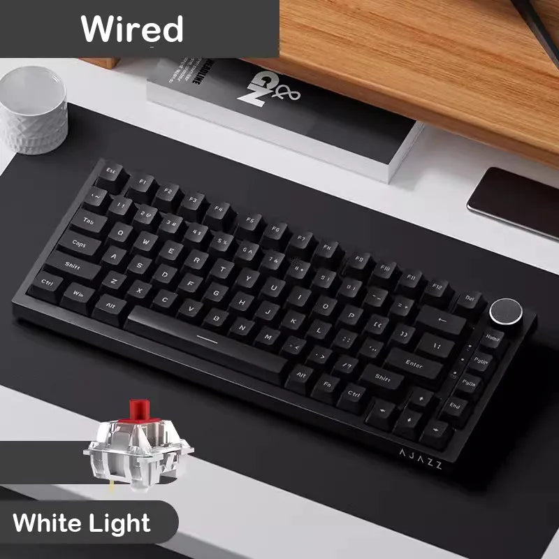 AJAZZ AK820/AK820 Pro Mechanical Gaming Keyboard – TFT Screen, Multifunction Knob, Wired/2.4G/Bluetooth Connectivity for PC