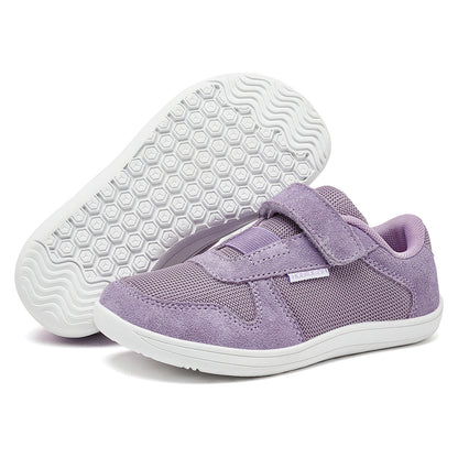 HOBIBEAR Kids Wide Toe Barefoot Shoes – Minimalist Hook & Loop Sneakers, Lightweight Artificial Leather Mesh for Little & Big Kids