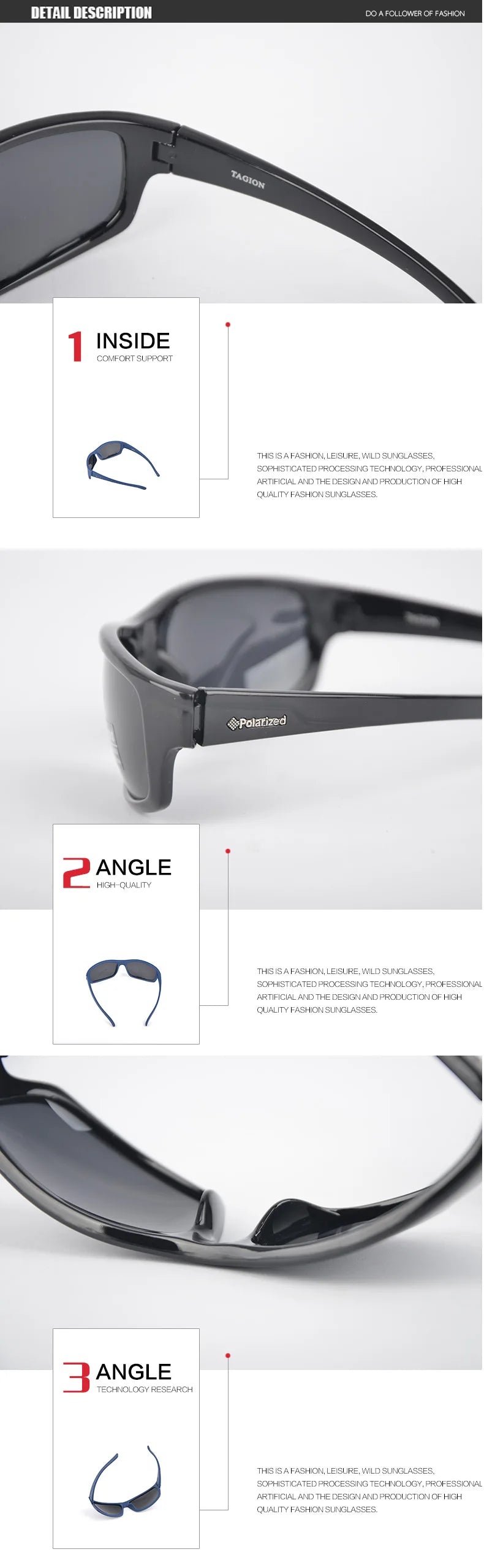 Men's Polarized Sport Sunglasses – UV400 Hiking Glasses with Polaroid Lenses, TG5104 Hipster Style