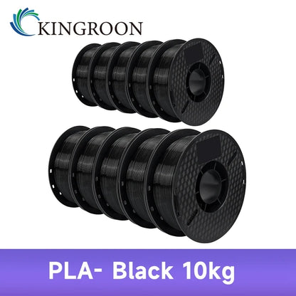 KINGROON 10KG PLA/ABS/PETG Filament 1.75mm – 10 Rolls Black, White, Gray for 3D Printing
