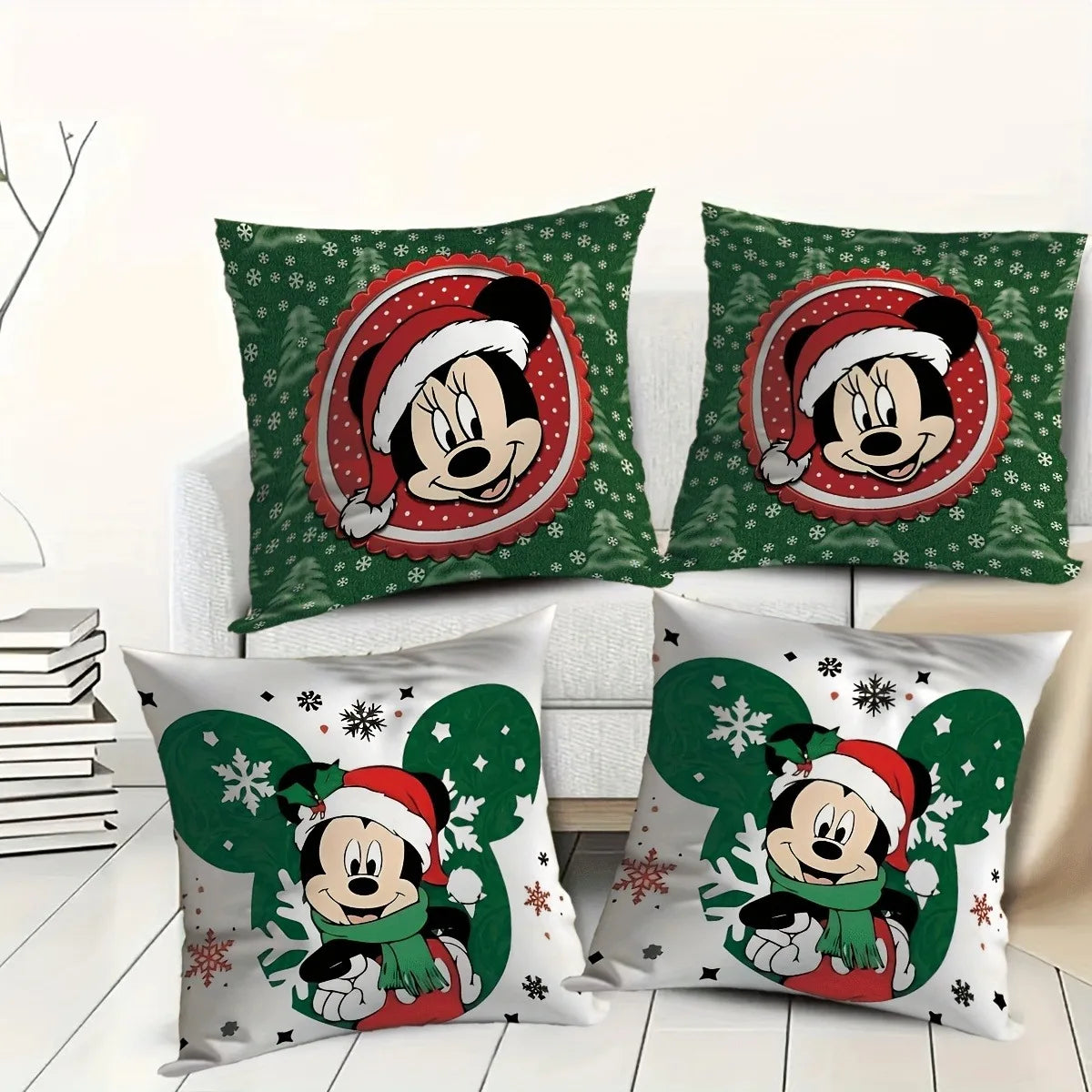 Disney Mickey Mouse Christmas Pillowcase - Festive Sofa Cushion Cover for Living Room and Home Decor