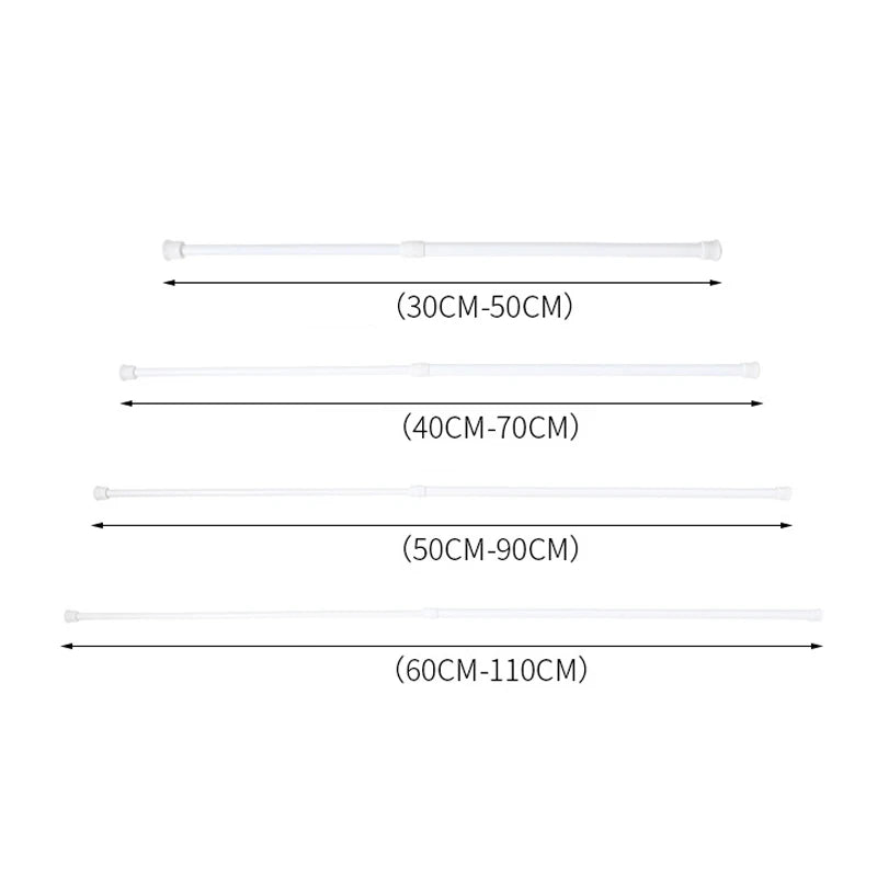 30-110CM Telescopic Curtain Pole - Multi-Purpose Spring Loaded Extendable Tension Rod for Net, Voile, and Curtain Rails