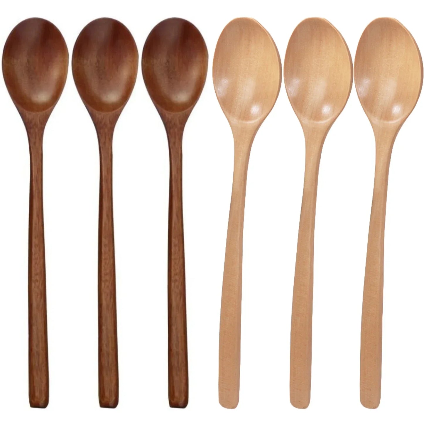 6-Piece Bamboo Wooden Spoon Set – 9” Korean Style Natural Wood Spoons for Soup, Cooking & Mixing