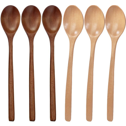 6-Piece Bamboo Wooden Spoon Set – 9” Korean Style Natural Wood Spoons for Soup, Cooking & Mixing