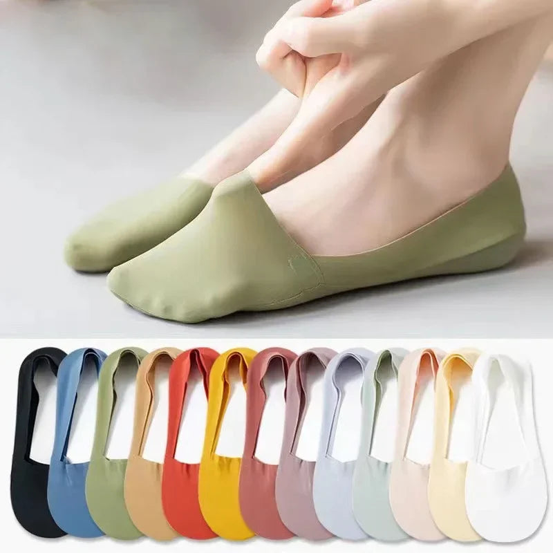 3 Pairs Women's Invisible Low-Cut Socks – Breathable Non-Slip Cotton No-Show Summer Socks