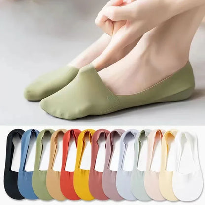 3 Pairs Women's Invisible Low-Cut Socks – Breathable Non-Slip Cotton No-Show Summer Socks