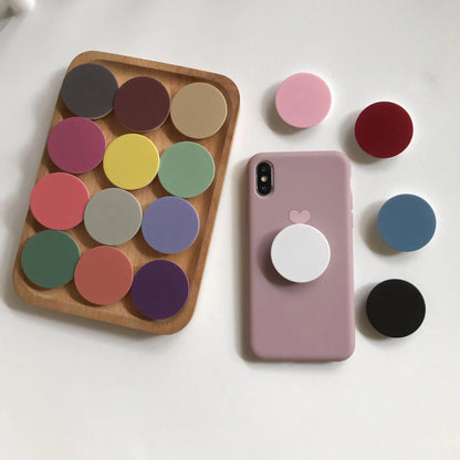 Finger Ring Holder Stand for iPhone 15 Samsung - Support Telephone Mobilephones Grip, Folding Solid Color Pocket Socket Bracket