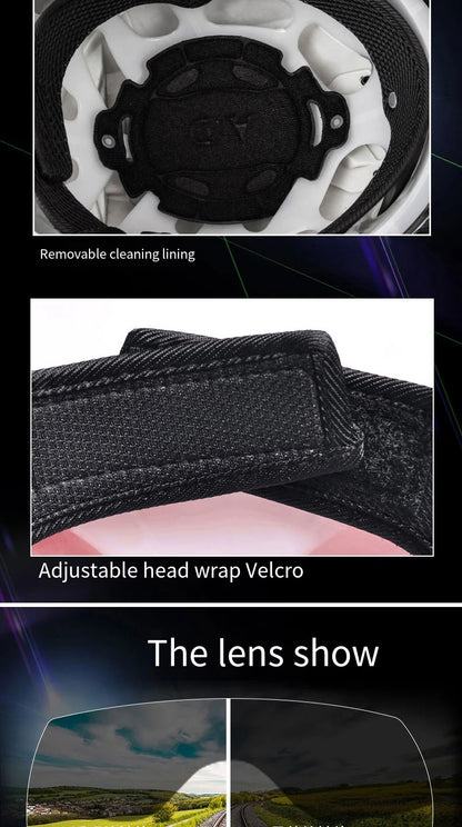 Motorcycle Helmet with LED Lights – Double Visor Moped Helmet for Men & Women, Electric Scooter & Bicycle Light, Rechargeable