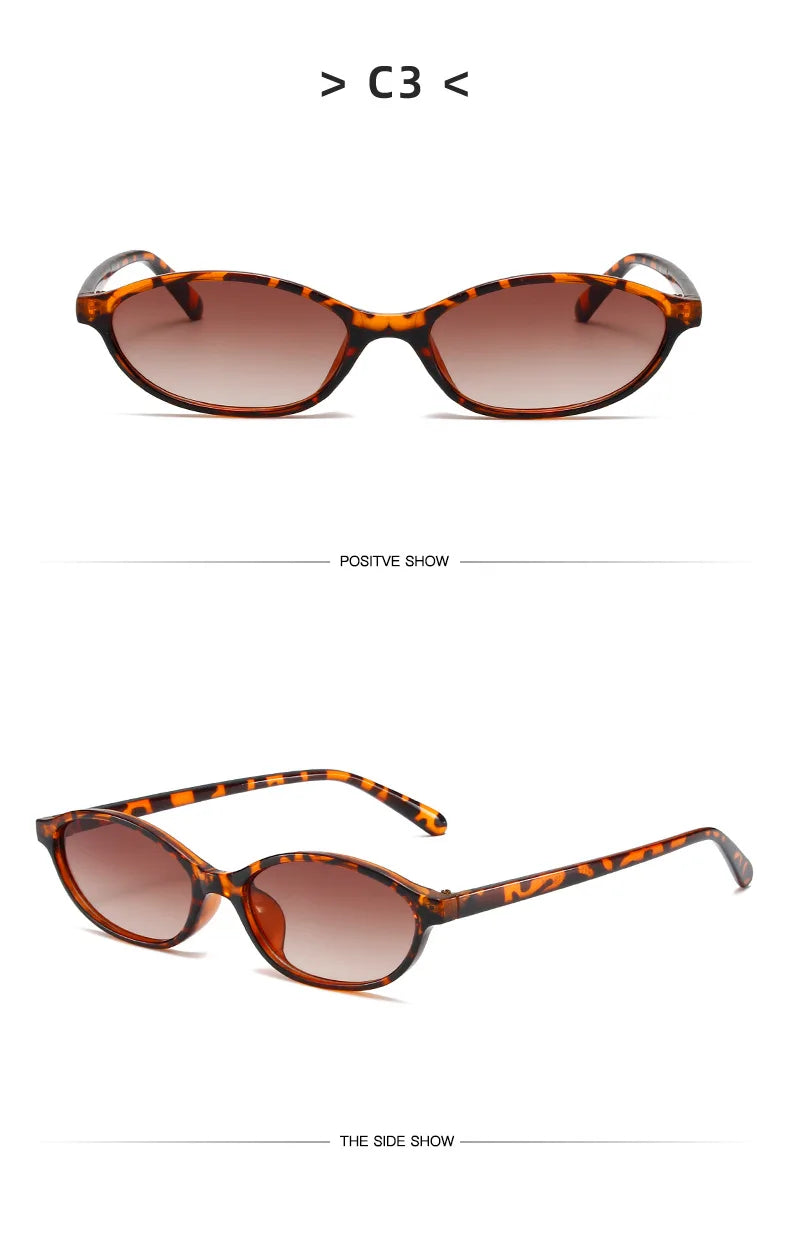 Retro Oval Frame Sunglasses — Trendy Small Frame Punk Cat Eye Sunshade Glasses, Personalized Fashion Sun Protection Eyewear