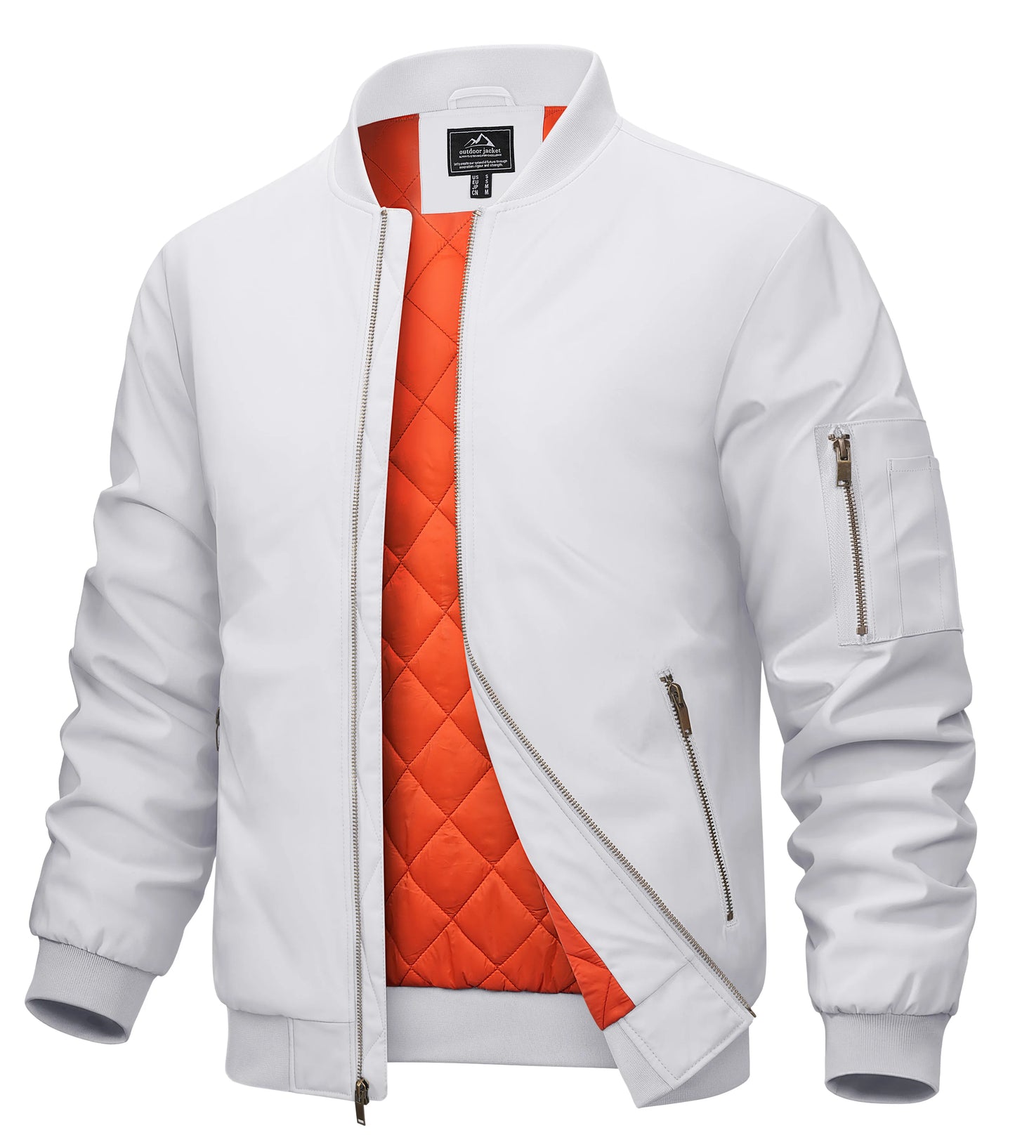 MAGCOMSEN Men’s Aviator Bomber Jacket - Warm Windproof Fall & Winter Casual Coat with Orange Lining