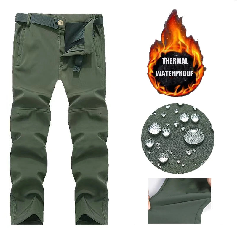 Men’s Fleece Softshell Cargo Pants M–5XL – Winter Outdoor Hiking, Fishing, Climbing & Camping Tactical Trousers