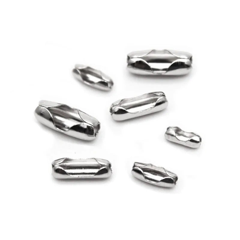 100PCS Stainless Steel Ball Chain Connectors - Blind Pull Cord Clasp Clips for 1.5mm to 3.2mm Beaded Chains