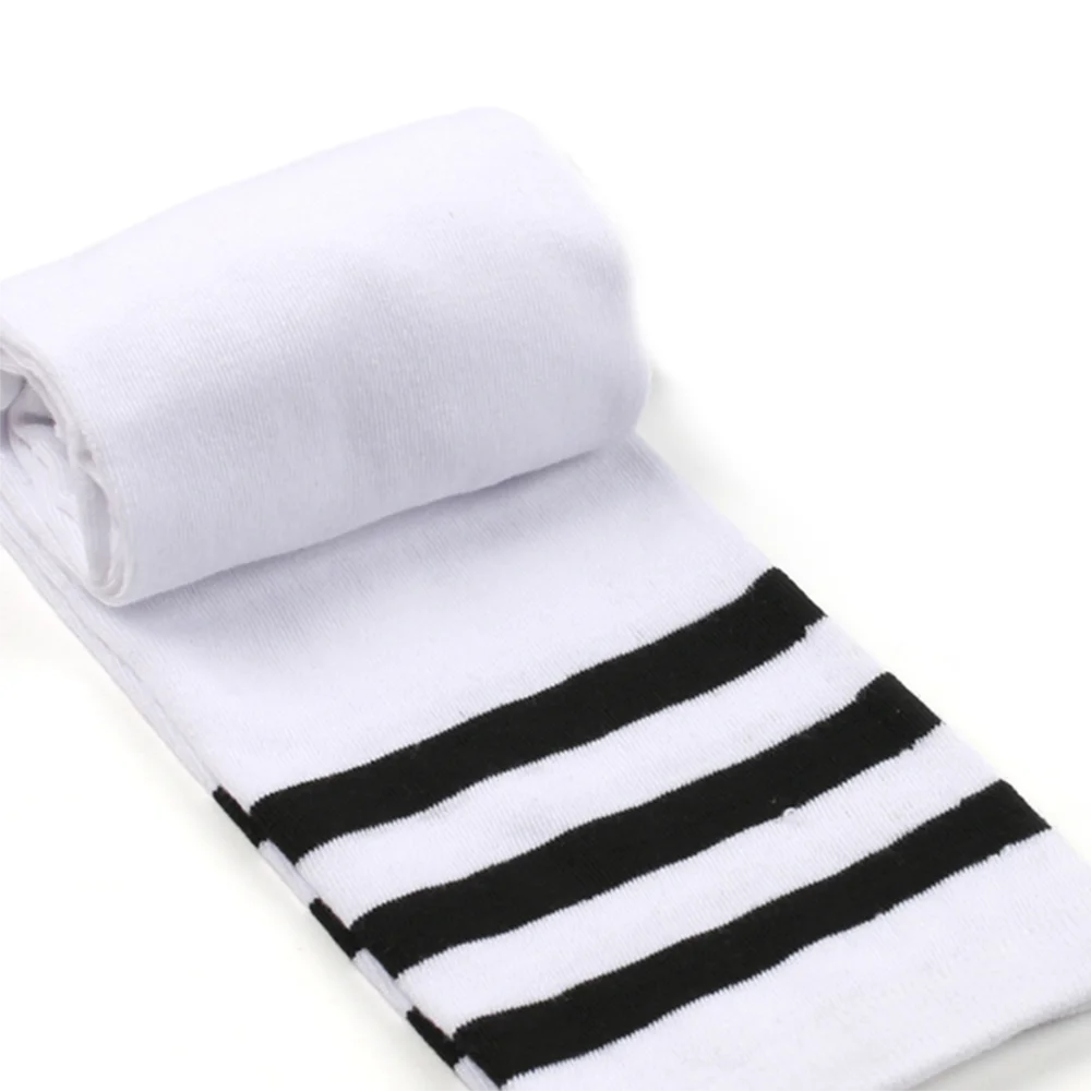 Plus Size Women’s Thigh High Socks — Extra Long Thick Striped Knit Stockings for Wide Thighs
