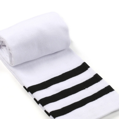 Plus Size Women’s Thigh High Socks — Extra Long Thick Striped Knit Stockings for Wide Thighs