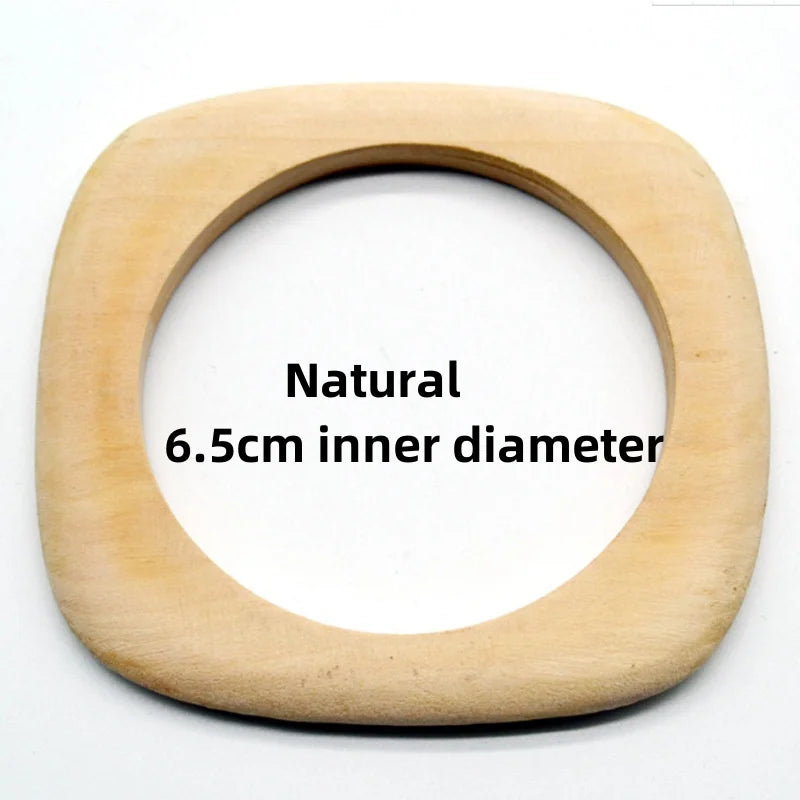 Women’s Elegant Natural Wood Square DIY Bracelet — Coffee Geometric Wooden Bangles Gift for Ladies