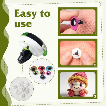 10PCS 3D Colorful Safety Eyes - Oval Crochet Doll Eyes for Amigurumi DIY Toy Making