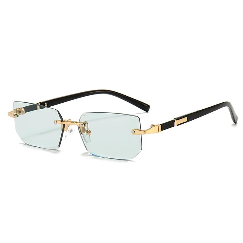 Rimless Rectangle Sunglasses – Fashion Small Square Shades for Men & Women, Summer Travel Sun Glasses