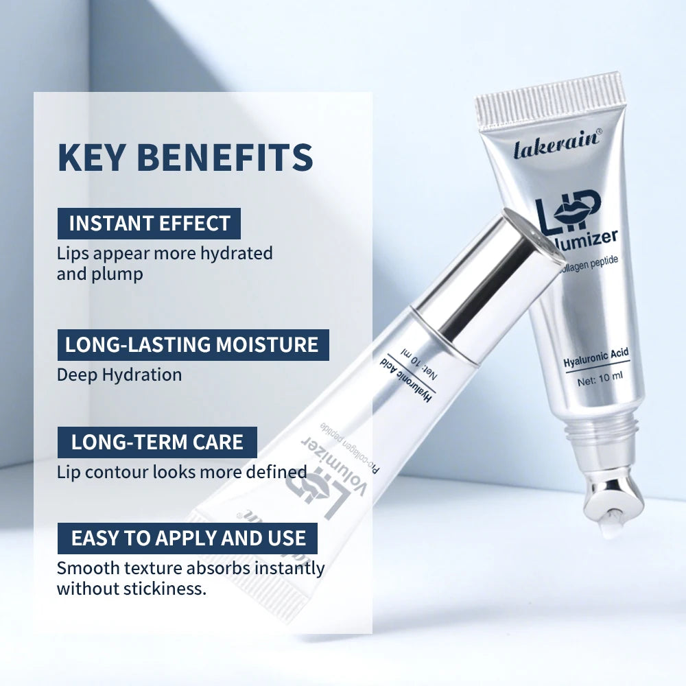 Lakerain Hyaluronic Acid Lip Plumping Oil - Moisturizing Lip Gloss Tint for Lip Care and Smooth Fuller-Looking Lips