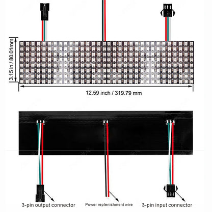 WS2812B RGB LED Pixel Display – 4x12, 8x8, 16x16, 8x32 Individually Addressable, Flexible Programmable 5V Screen