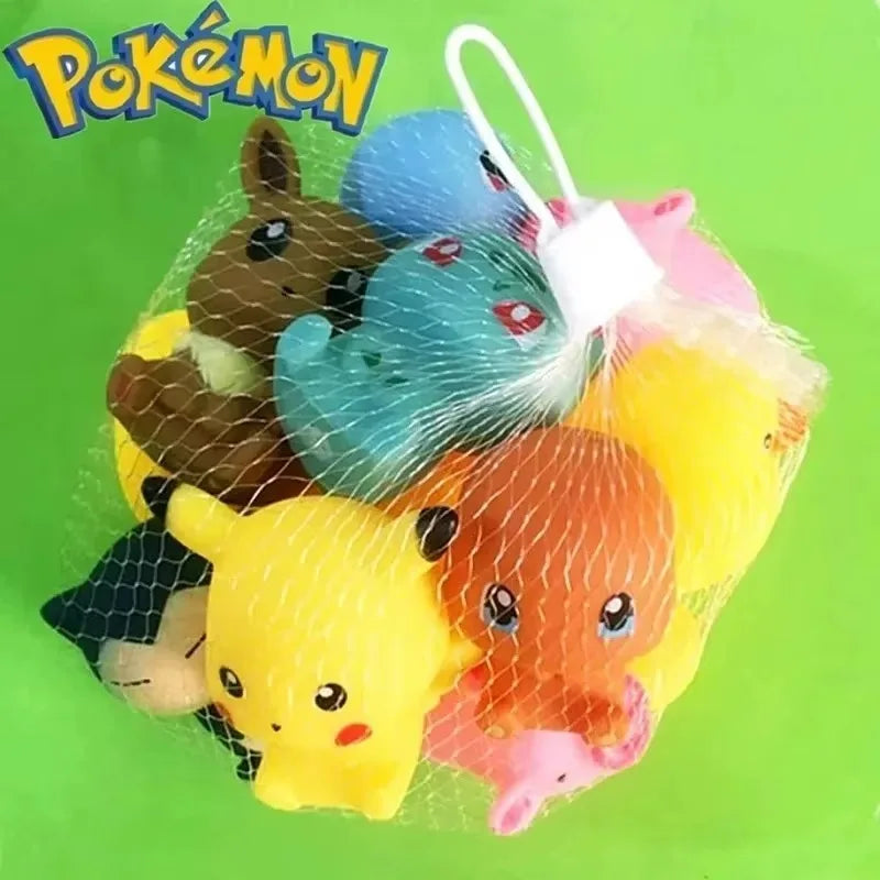 Pokemon Baby Bath Toys Set - 6pcs Soft Vocal Pikachu Eevee Bulbasaur Charmander Squirtle Kids Water Play Figures