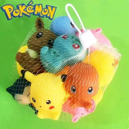 Pokemon Baby Bath Toys Set - 6pcs Soft Vocal Pikachu Eevee Bulbasaur Charmander Squirtle Kids Water Play Figures